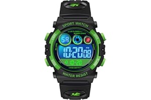 Dayllon Kids Digital Watch,Boys Digital Outdoor Sport Waterproof Watch,with Calendar 12/24H Alarm 7 Colorful Backlight Stopwatch Wristwatch for 3-15 Years Old