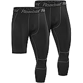 Roadbox Men's One Leg Compression Tights Pants, 3/4 Basketball Football Single Leg Leggings, Athletic Base Layer Underwear