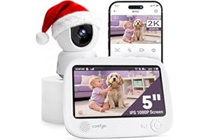 Comfyer Hybrid Video No WiFi & Smart WiFi Baby Monitor - 5" 1080P Split Screen & 2K Camera App Control, Motion Alerts, Sound Detection, HD Night Vision, 5050mAh Battery,Triple Security, 1600ft Range