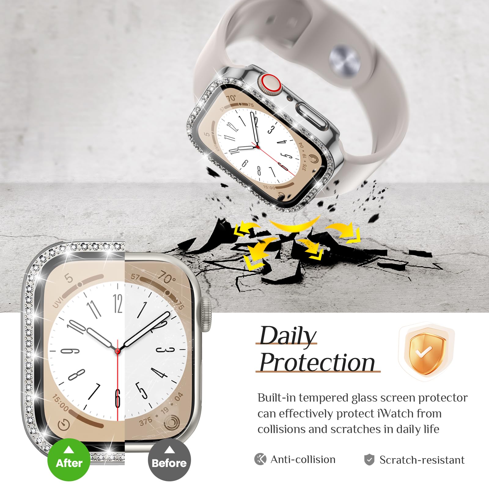 Goton 2-Pack Bling Case for Apple Watch Series 9 8