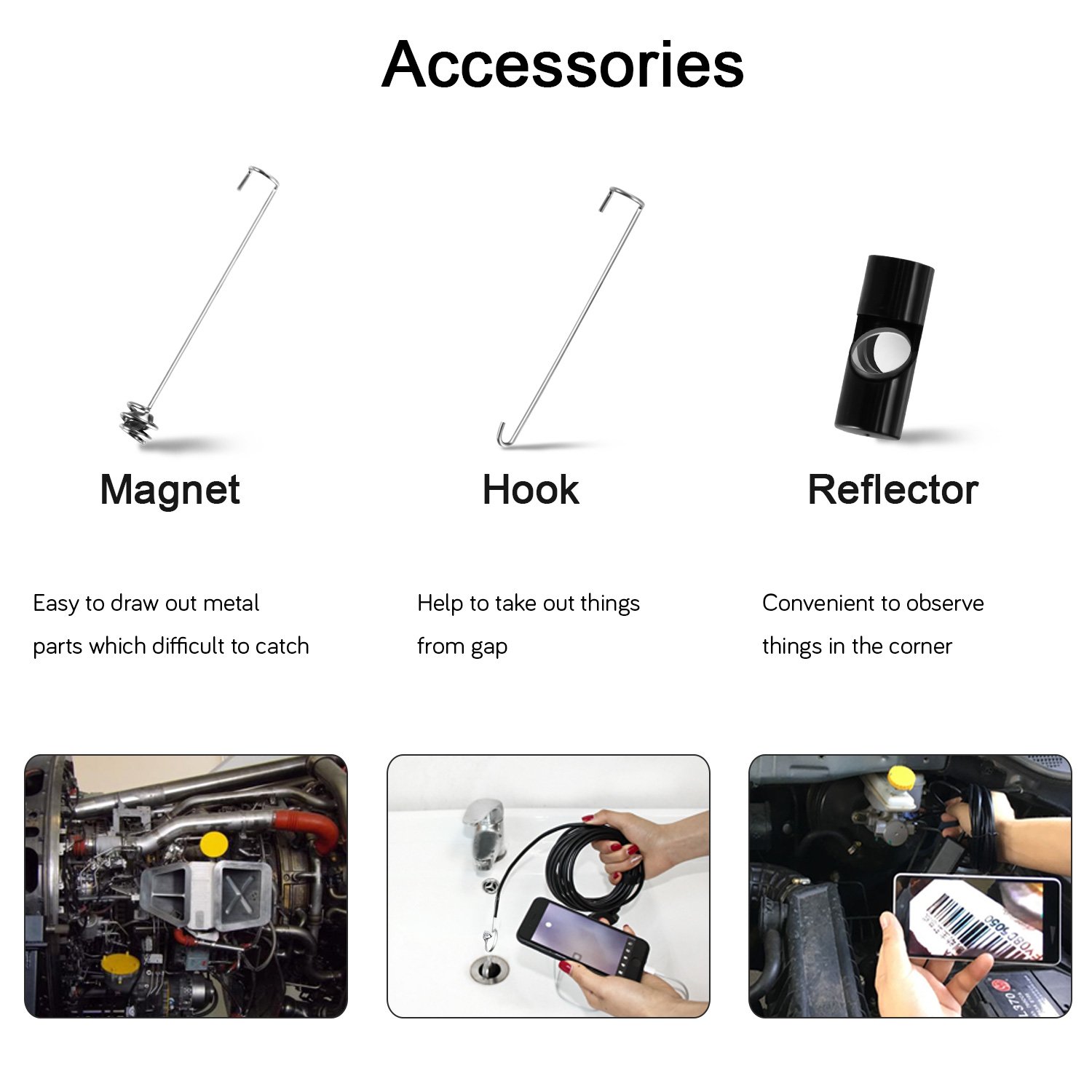 USB Endoscope Inspection Camera for IPhone/Android 2.0MP CMOS 1080P HD Waterproof Borescope Snake Camera -16.5FT