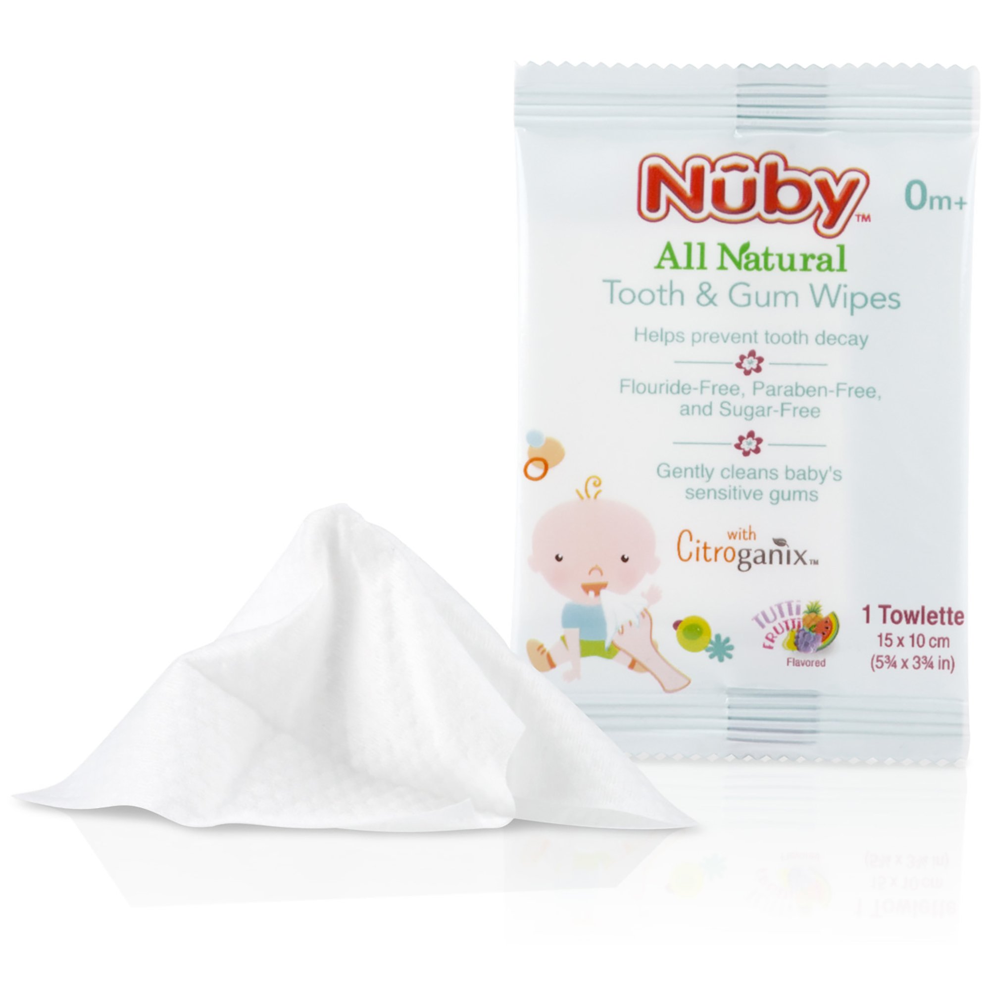 Nuby All Natural Baby Tooth and Gum Wipes With Citroganix,36 Count