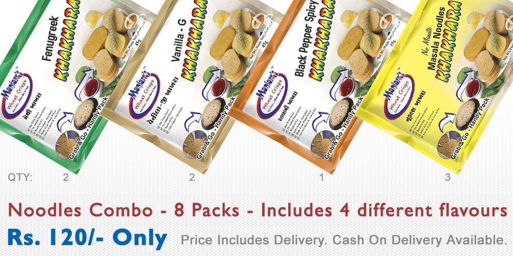 Maniarrs Khakhara Noodles with 4 Flavors, 360 G (Pack Of 8)