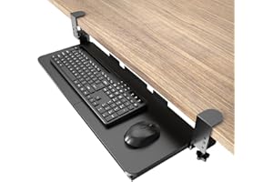 XTRIKE ME DREAM MY LIFE Ergonomic Keyboard Tray Under Desk Pull Out with Adjustable C-Clamp Mount, Slide-Out Computer Keyboard and Mouse Platform Drawer for Office and Home Typing (Black)