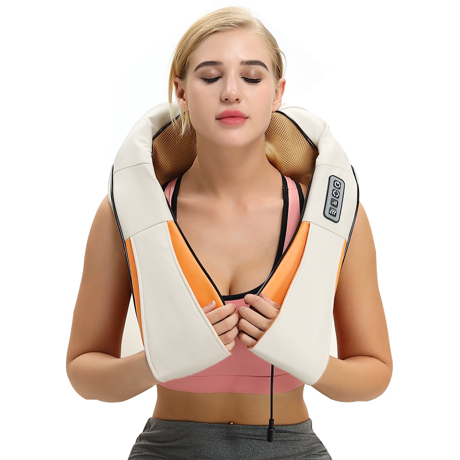 Betorcy Shiatsu Neck Massager - with Heat 4D Kneading, Adjustable Intensity, Relieve Muscle Pain - for Neck, Back, Shoulders, Legs, Foot