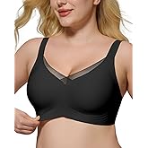 HORISUN Seamless Mesh Lace Bras for Women No Underwire Wireless Bras with Support and Lift Full Coverage Deep V Bralettes