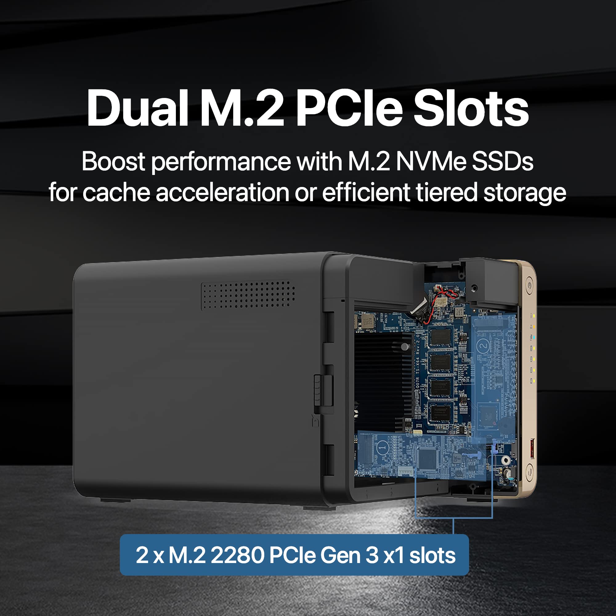 QNAP TS-464-8G-US 4 Bay High-Performance Desktop NAS with Intel Celeron Quad-core Processor, M.2 PCIe Slots and Dual 2.5GbE (2.5G/1G/100M) Network Connectivity (Diskless)