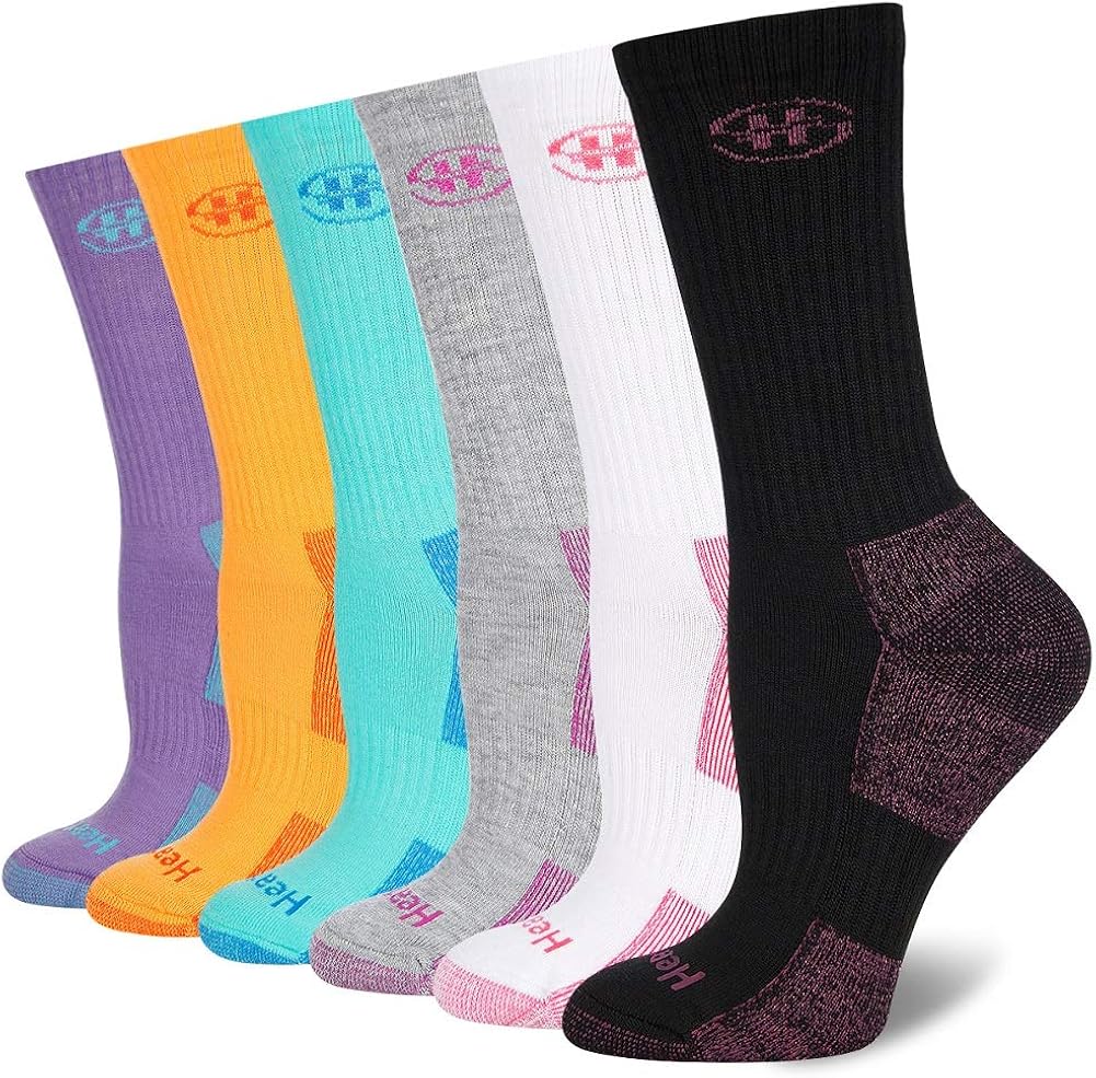 Heatuff Women's 6 Pack Performance Athletic Cushioned Crew Socks With Reinforced Heel & Toe at  Women’s Clothing store