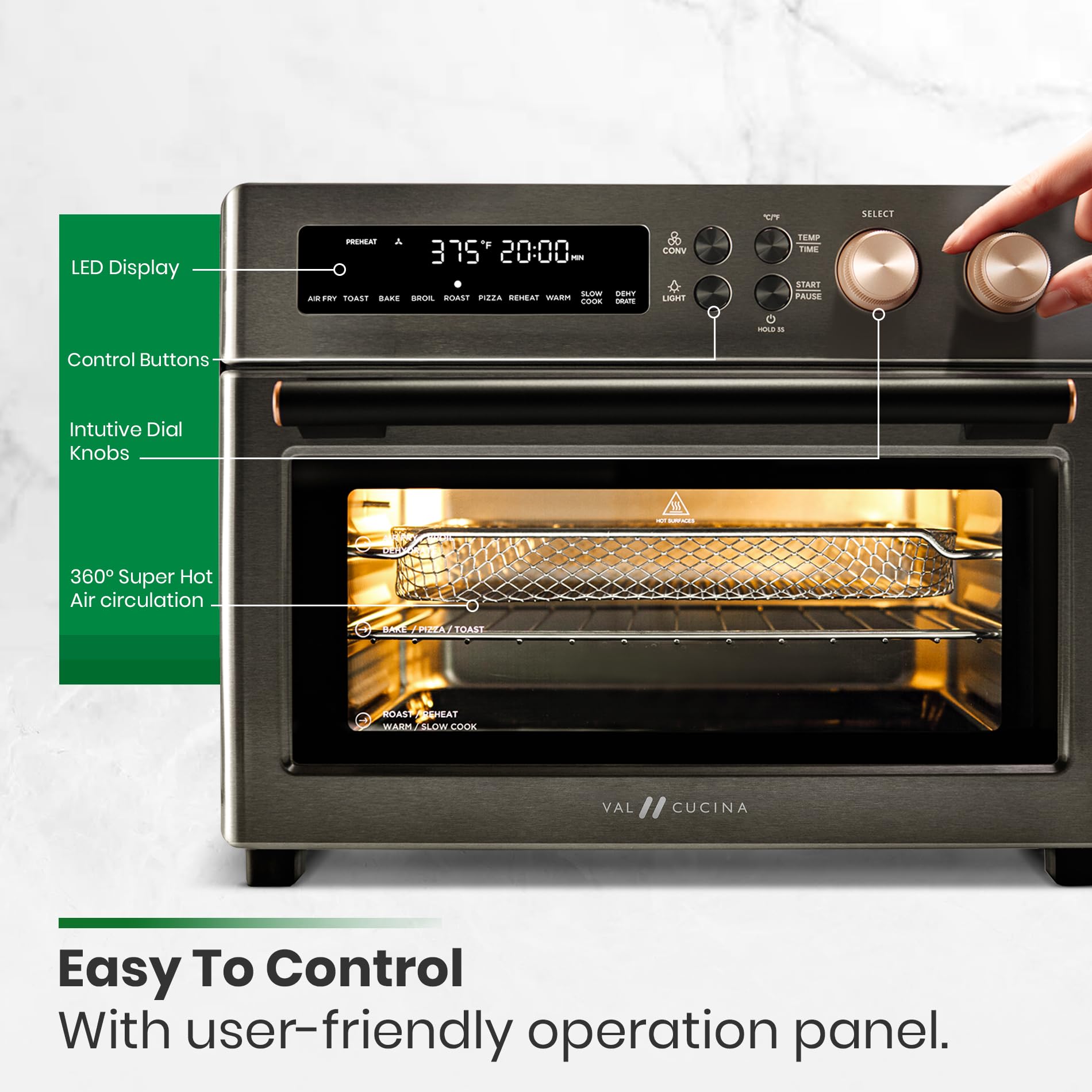 VAL CUCINA Infrared Heating Air Fryer Toaster Oven, Extra Large