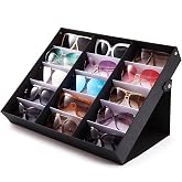 TRIUMPH VISION Sunglasses Organizer Storage Eyeglass Box Glasses Case Tray | Hold Multiple Eyewear Shades Organization Store Multi Glasses Display Stand Satin Lined Snap Closure with Lid Protection