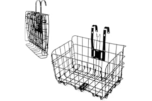 Hamiledyi Folding Bike Basket,Lift-Off Front Bike Basket with Handles Easy Installation Rear Cargo Rack - Rust Proof Bicycle Bag for Mountain Bike Accessories