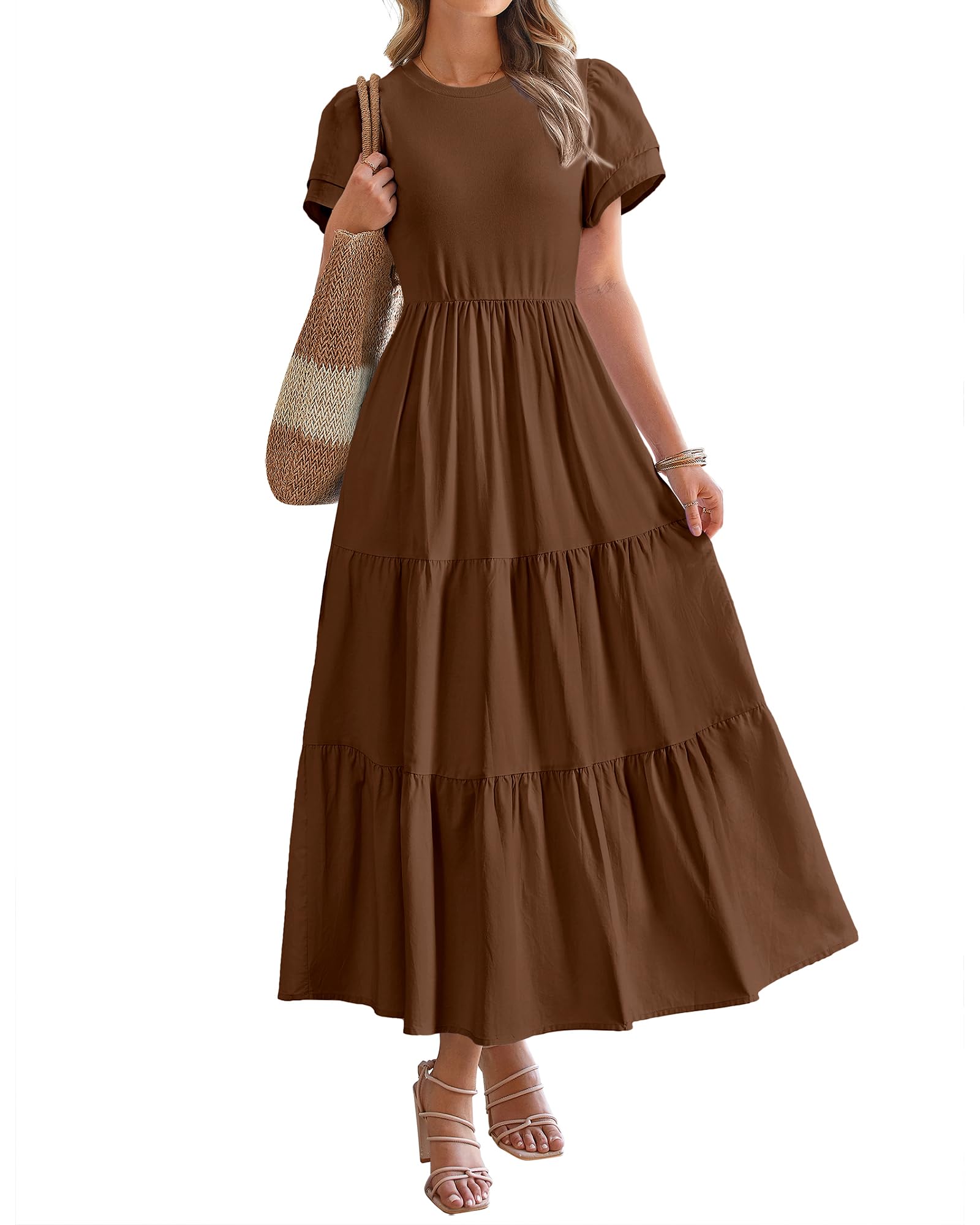 Btfbm Women Casual Summer Dresses 2025 Spring Crewneck Short Sleeve 