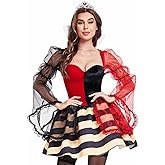 HEYPOMAX Queen of Hearts Halloween Costume Set | S-XL Sizes，Royal Crown & Seductive Dress, Enchanting COSplay Outfit
