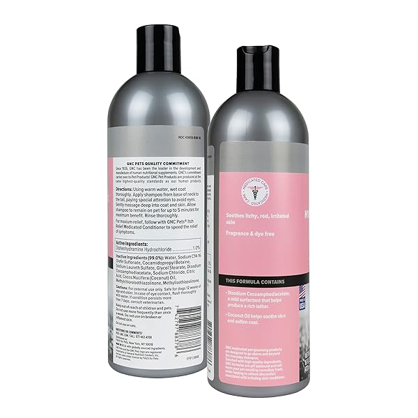 GNC ULTRA MEDICATED HYPO-ALLERGENIC SHAMPOO 16OZ | MEDICATED RELIEF SHAMPOO FOR DOGS HYPOALLERGENIC SENSITIVE SKIN | GNC SHAMPOO FOR DOGS WITH SENSITIVE SKIN & ALLERGIES | FRAGRANCE-FREE DOG SHAMPOO