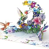 ROINUS Craft Hummingbird Pop Up Card – Handmade 3D Flower Birthday Card for Mom or Women – Encouragement or Thinking of You Greeting Card