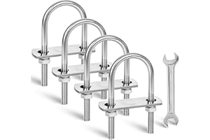 SRZTXU 4 Sets M8 U-Bolts,u-Bolts 2" (50mm) Wide,304 Stainless Steel u-Bolts,with Nuts,Bolt Plate and washers (4, M8 x 50mm x 100mm)