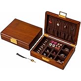 LIBOLXSP Solid Black Walnut Jewelry Box with Lock and Key Large Capacity Vintage Wooden Organizer for Women and Men Ring Necklace Earring Cufflink Storage Removable Dividers Gift for Christmas