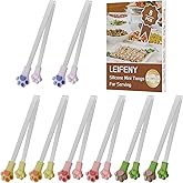 LEIFENY 8PCS Silicone Mini Tongs, 5.3 Inches Cat Paw Shape Small Food Tongs for Kids, Ideal for Serving Snack, Sugar Cube, Ic