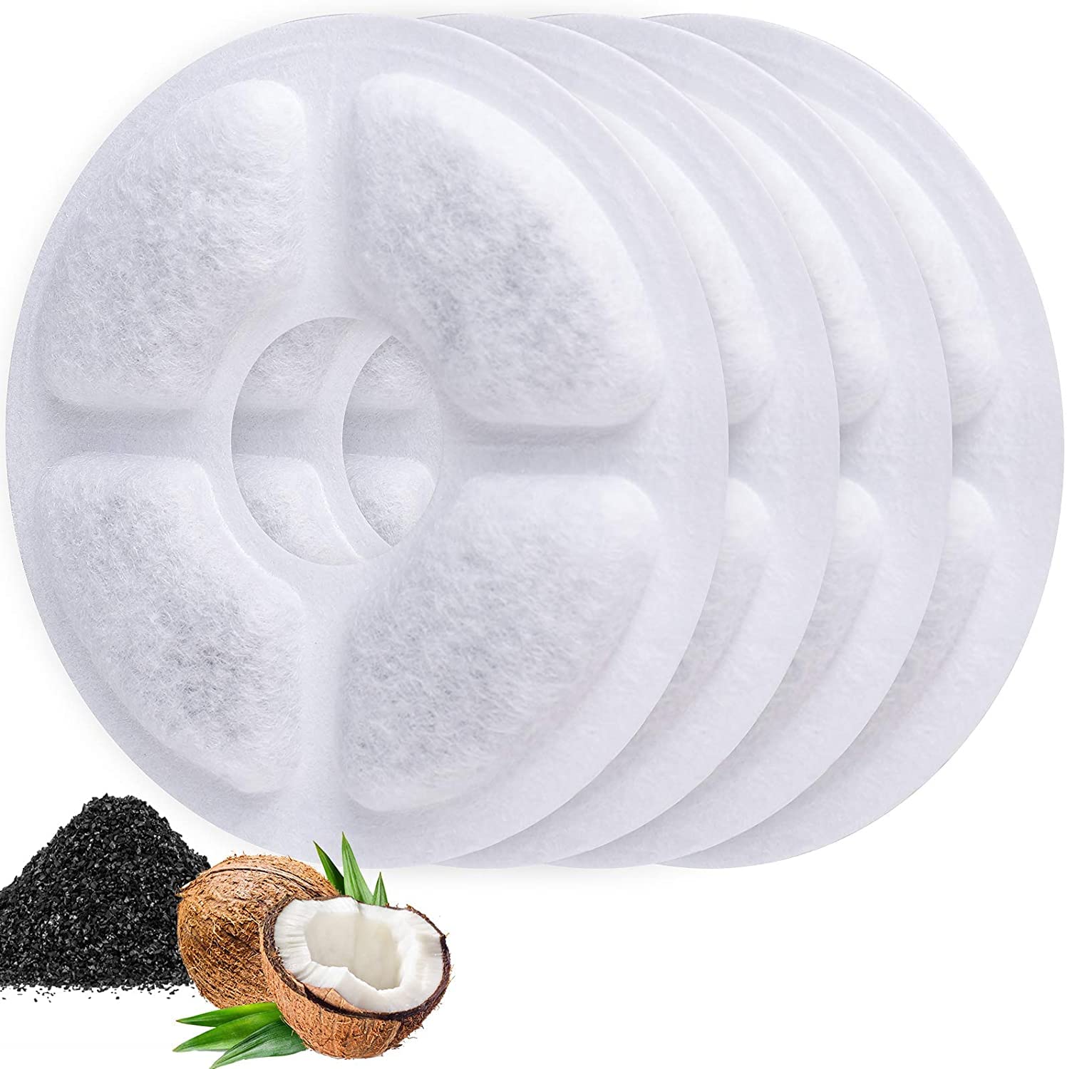 Namvo Cat Water Fountain Filters Pack of 4, Replacement Pet Filter Cartridges for Automatic Flower Water Dispenser Drinking Fountain