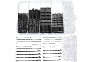 300pcs Bobby Pins Set, 100 Hair Grips 100 U Shaped Pins 100 HairBands for Women, HairPins for Buns, Black Hair Styling Access