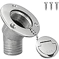 ISURE MARINE 2"(50mm) Boat Gas Deck Fill/Filler with Keyless Cap with Screws, Marine Mirror Polished 316 Stainless Steel Hardware Angled Neck for Boat Yacht Caravan