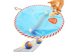 Migipaws Interactive Cat Ball Toy Set, Fun Tracker, Glowing Chase Ball with MystiChaser Pouch, Fluffy Tail, A Small Mice(Blue)
