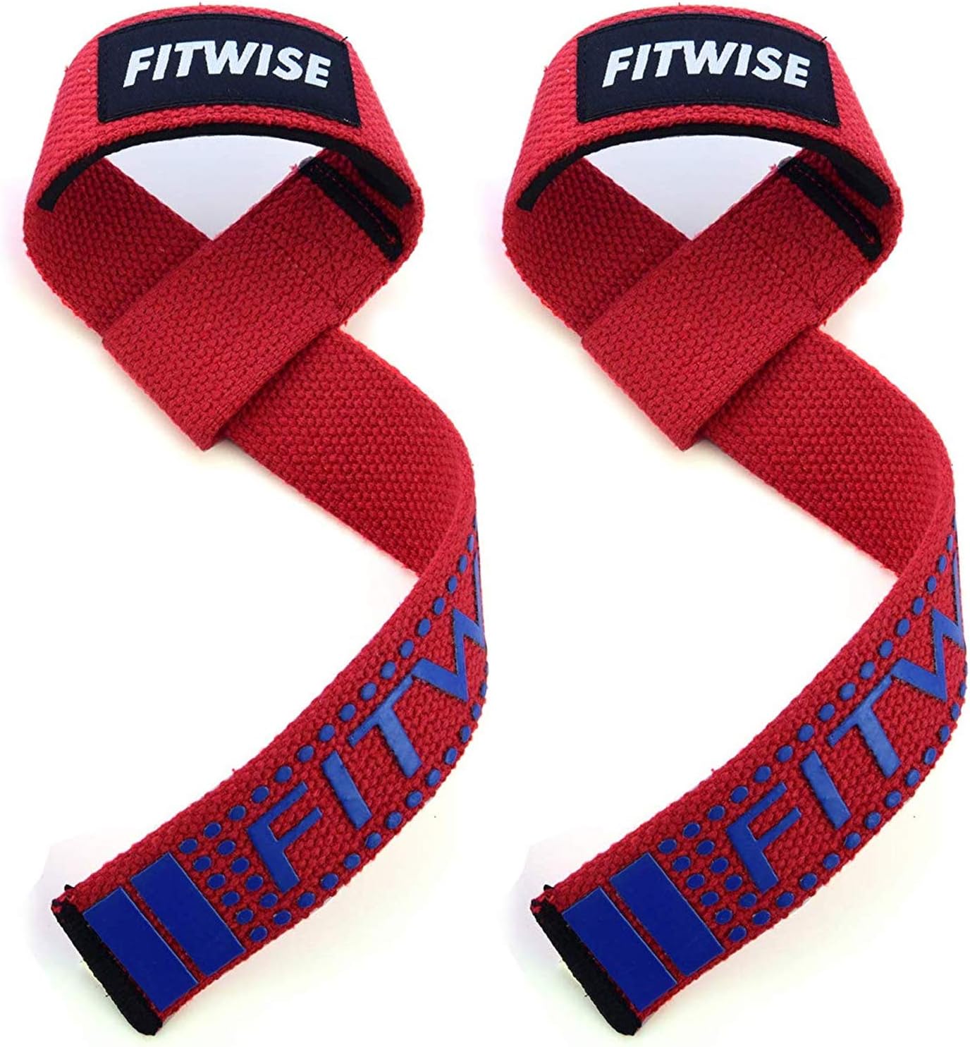 FITWISE Weight Lifting Straps (Pair) for Men Neoprene Padded Wrist Support Non-Slip Cotton Strap Perfect for Weightlifting Power Lifting Cross fit Dead Lifts Workout Fitness Gym