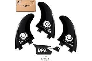 BPS New Zealand Fiberglass Reinforced Eco Surfboard Fins with 60% Recycled Nylon Plastic Thruster 3 Fins Set (FCS G5 M5 Style), with FCS Screws and Hex Key