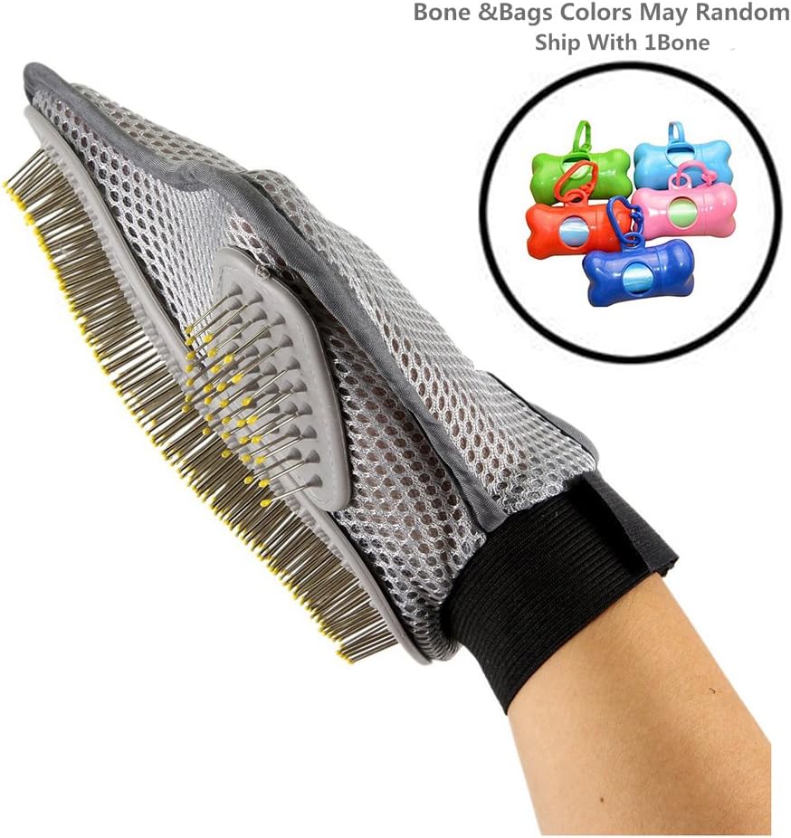 Pet Grooming Glove Brush * Deshedding Tool * For Long and Short Hair Grooming of Dogs, Horses, Bunnies Some Agreeable Cats Pet Massage Bathing Brush & Comb