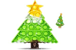 WOPLAGYREAT Christmas Tree Fidget Toys,Small Christmas Push Bubble Sensory Pop Toy Xmas Gifts for Kids Toddlers Girl Boy Adults Toy for Autism Anxiety Stress Relief Stocking Stuffer Party Favors Decorations