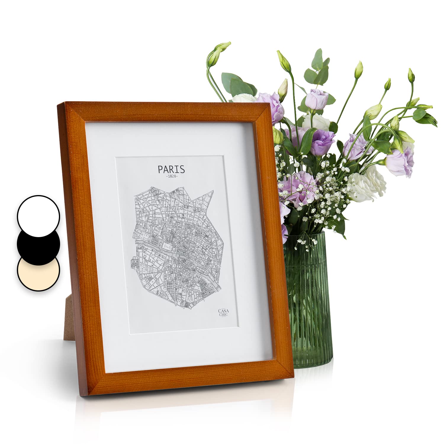 Classic by Casa Chic - Solid Wood 10x8 inch (20x25 cm) Photo Frame - Rustic Brown - Mount for 5x7 inch 13x18 cm Picture -Tempered Glass