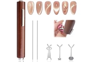 FOWSRHRG 3 in 1 Cat Eye Nail Magnet Set, Multifunctional Wooden Handle Nail Magnet, Heart Magnet for Nails, Rabbit Shape Cat Eye Magnet for Nails, Long Strip Magnets Tool for Nail Art DIY at Home