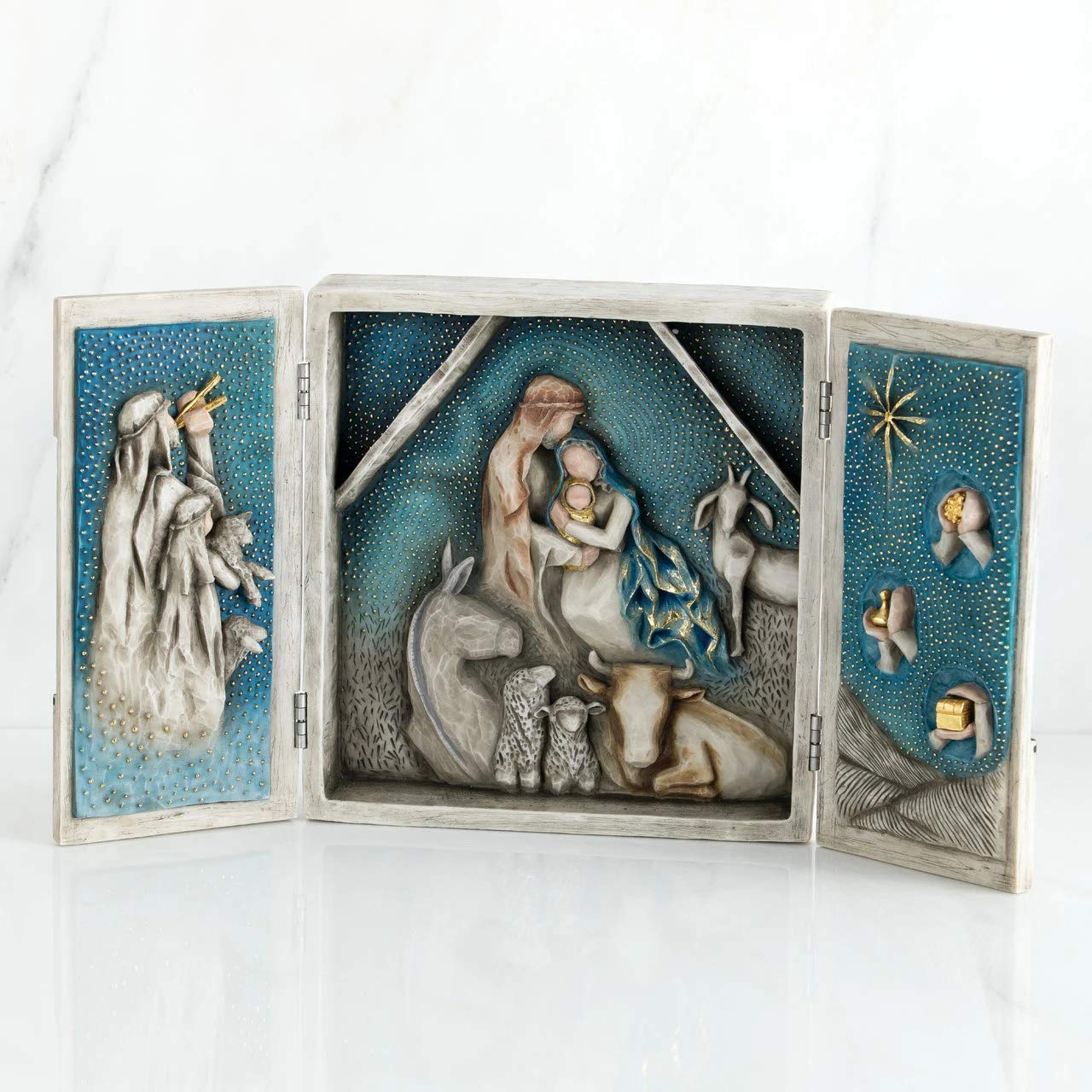 Photo 1 of Willow Tree Starry Night Nativity, Sculpted Hand-Painted Nativity Triptych