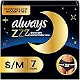 Always, ZZZs Overnight Disposable Period Underwear For Women, Small/Medium, Black, Light Scent, Disposable, 7 Count