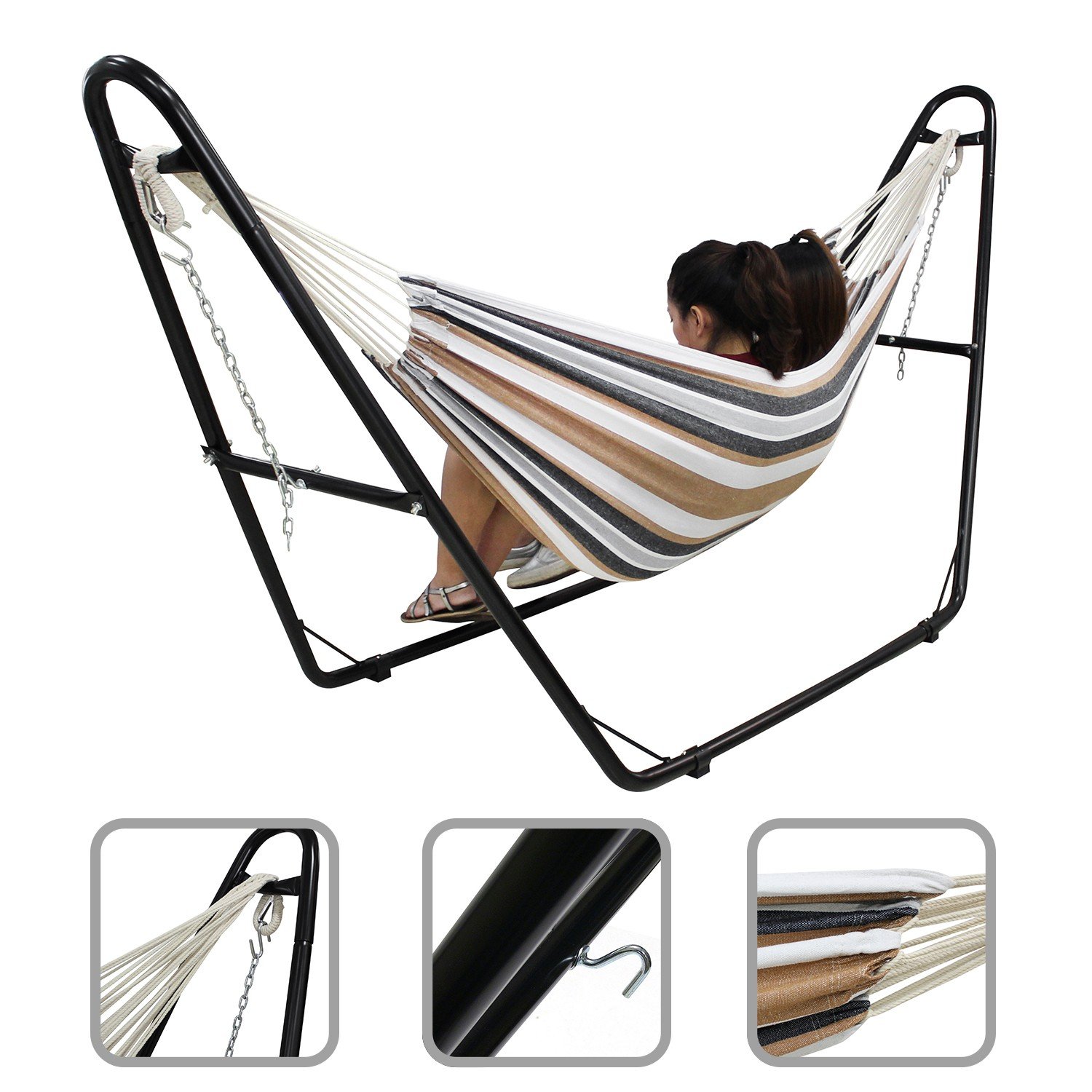 Todeco Hamaca Cama Colgante Capacidad: Para personas Altura: Ajustable Marrón Brazilian Cotton