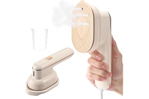 CESTMALL Mini Steam Iron for Clothes, 1100W Portable Steamer Travel Mini Steam Iron, Iron Steamer Support Dry and Wet Ironing 2 in 1 Fast Heat-Up for Home Travel College (Beige)
