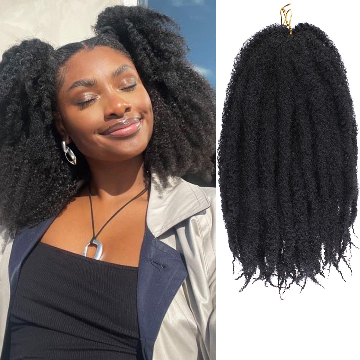 Kachanaa 14 Inch Marley Twist Hair for Braiding 8 Packs kinky Braiding Hair Extensions for Cuban Twsits Hair Extensions Synthetic Senagalese Twist Crochet Hair /1B# — image 1