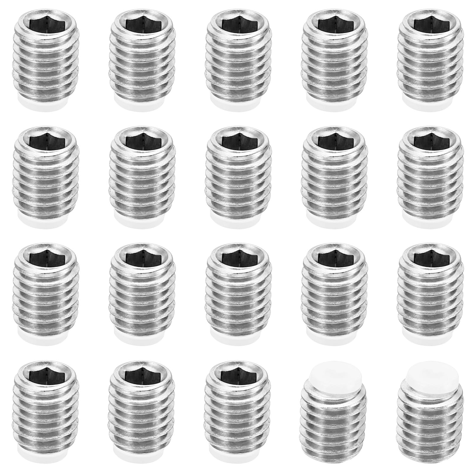 PATIKIL M10x12mm Nylon Tip Grub Screw, 20 Pack Metric Hex Socket Head Cup Point Anti Slip Set Screws Internal Hex Drive Hardware, 304 Stainless Steel