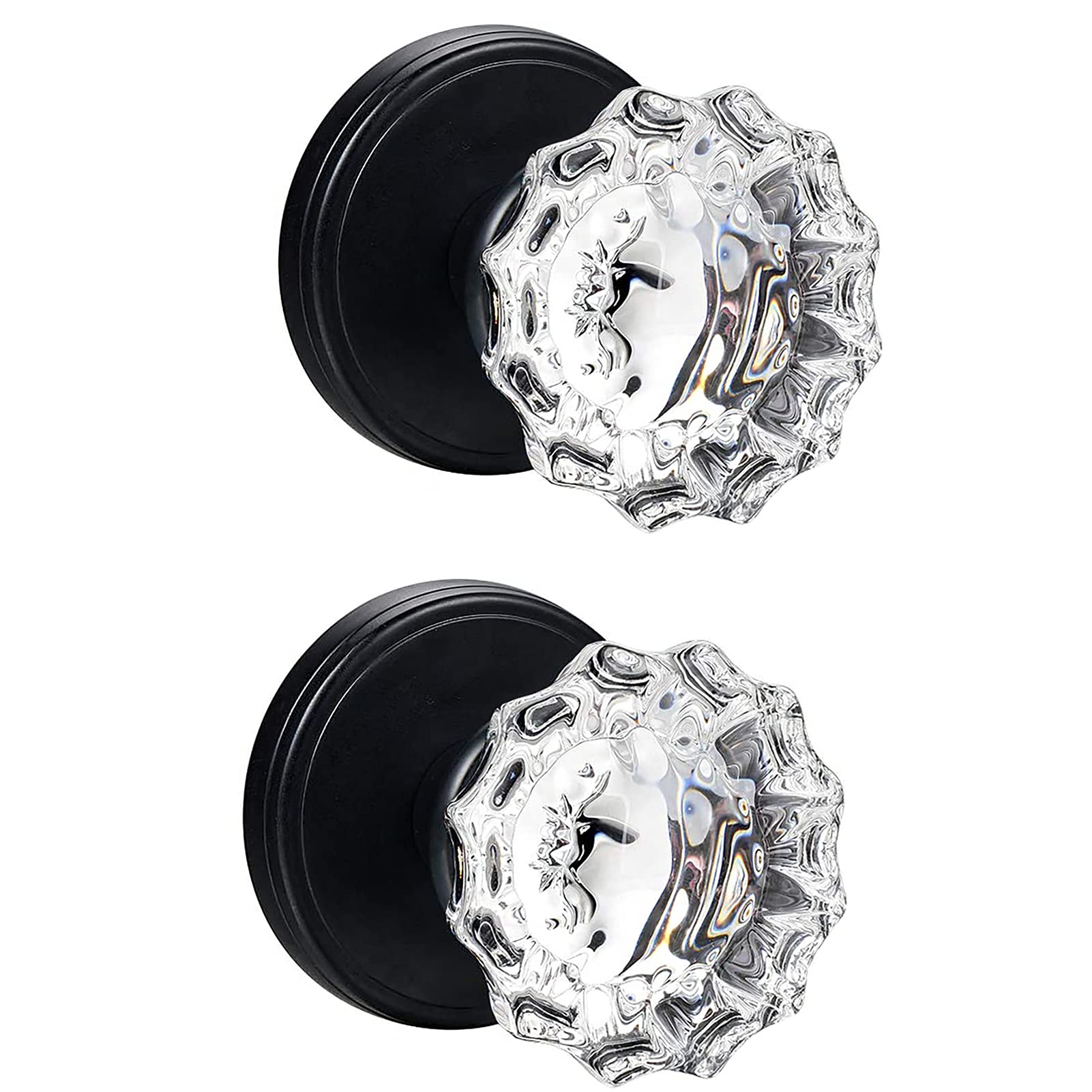Photo 1 of SHINY HANDLES Glass Dummy Door Knobs Interior,Inactive Matte Black Vintage Crystal Dummy Door Knobs for Hall and Closet (2 Pack)