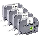 TZe-131 12mm 0.47 Laminated Clear Label Tape Compatible for Brother Label Maker Tape 12mm 0.47 Clear for Ptouch PTH110 PTD210 (1/2 inch x 26.2 ft), Black on Clear, 4 Packs