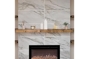 Urbandi Modern Fireplace Mantel, Contemporary, Floating Mantle, Shelf, Hand Crafted, (Aged Oak, 60Lx3Hx8D)
