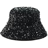 LXOrdora Womens Bucket Hat Bling Sequin Foldable Sun Cloche Cap