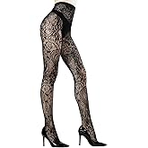 MANZI Floral Patterned Tights Lace Flower Fishnet Stockings for Women with Designs