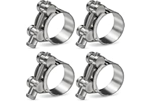 PEROMI 4 Pack 304 Stainless Steel T-Bolt Hose Clamps, Working Range 23mm-25mm for 1 Inch Hose ID, Heavy Duty Hose Clamps, Pac