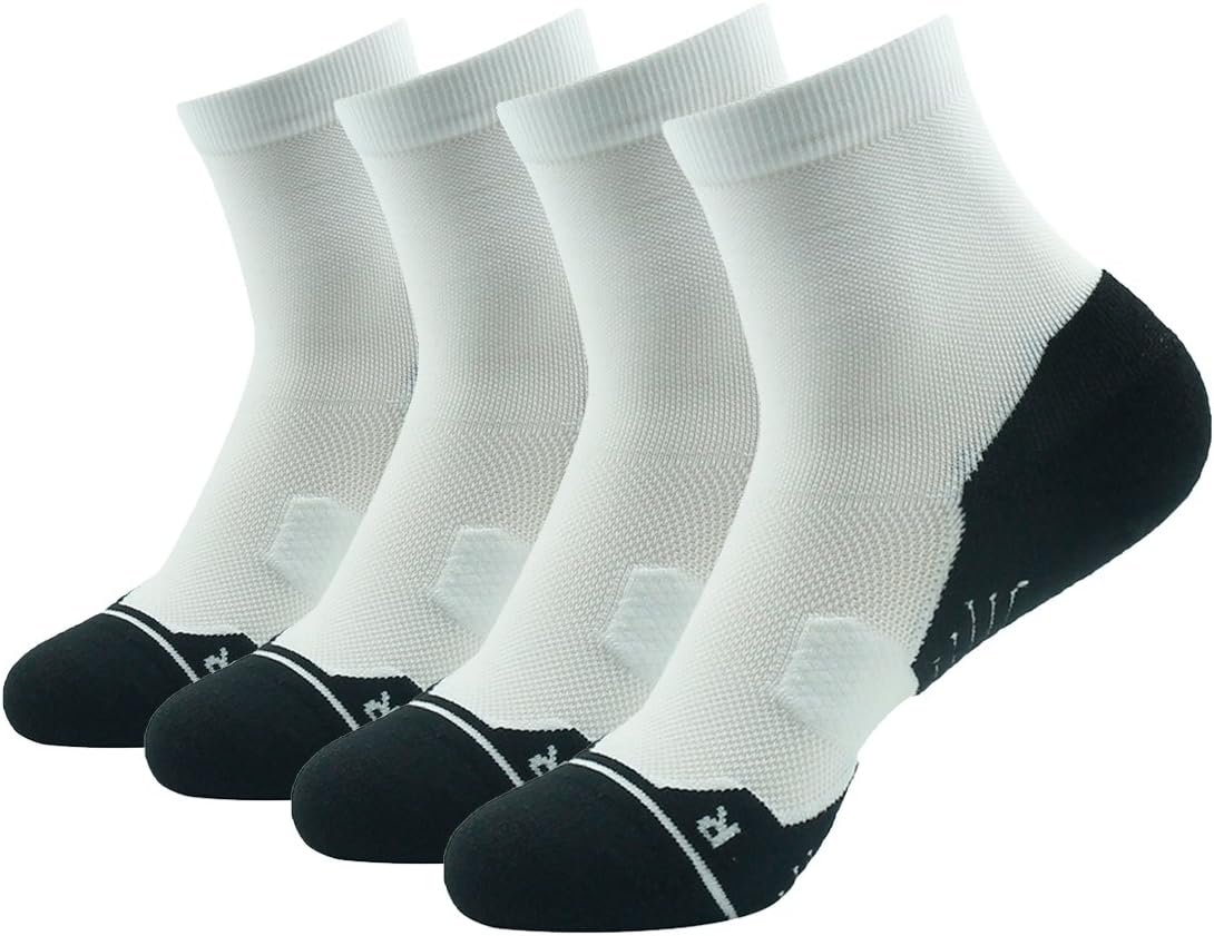 HUSO Running Socks for Men Women, Compression Arch Support Cushioned Cycling Hiking Athletic Quarter Socks 1,2,4,6 Pairs