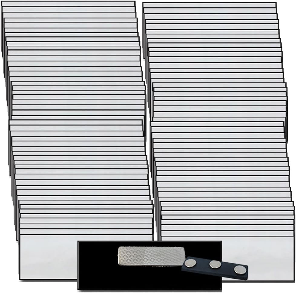 Amazon Com Magnetic Name s Badges With Super Strong Neodymium Magnetic Fasteners Unattached 100 Pack Kit Includes Crystal Clear Gloss Printable Labels Silver Name s With Beveled Edges 1 X 3 Inch Office Products