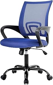 Simple Home Ergonomic Desk Office Chair Mesh Computer Chair, Lumbar Support Modern Executive Adjustable Stool Rolling Swivel Chair for Back Pain, Chic Modern Best Home Computer Office Chair - Blue