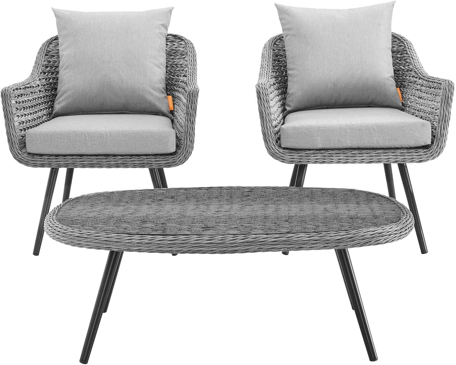 Modway Endeavor Wicker Rattan Aluminum Glass Outdoor Patio Coffee Table in Gray : Garden & Outdoor