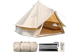 SHINHYE Canvas Tent Bell Tent Glamping Tent, 4 Seasons Yurt Tent for Camping 3M/4M/5M Canvas Tents with Stove Jacks, Dream House Family Camping Outdoor Hunting Party (3M- 9.8FT)
