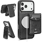 SkyEagle Compatible with Magsafe 2 in 1 Detachable iPhone 17 Pro Max Wallet Case with Card Holder,Women Men Magnetic PU Leather RFID Blocking Flip Kickstand Credit Slots,for Apple 17 ProMax,Black